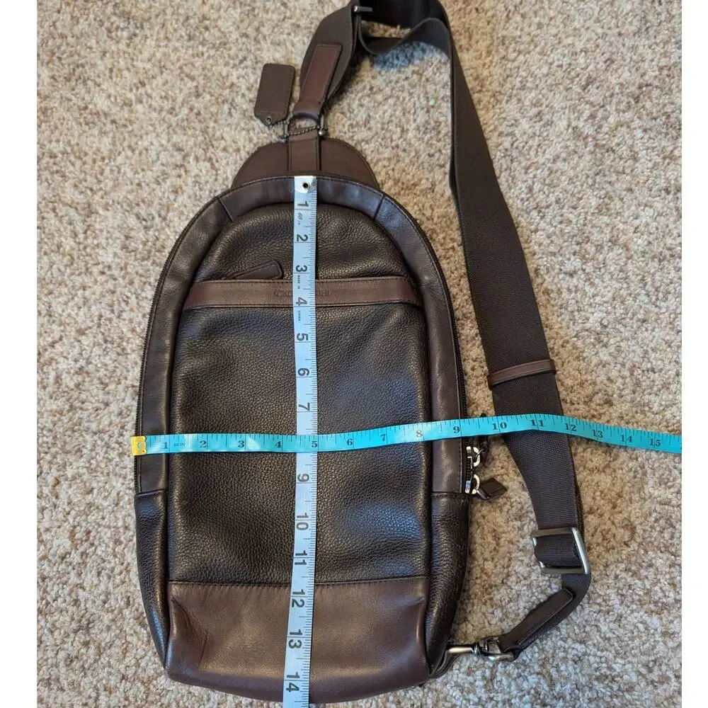 COACH Camden Sling Backpack Crossbody Chest Bag Brown Pebbled Leather Unisex